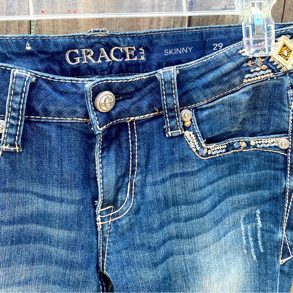 GRACE in LA women’s size 29 skinny Blue Jeans - Picture 3 of 8